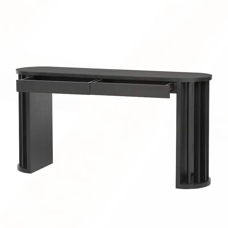 59-inch Long Console Table with Oak Veneer