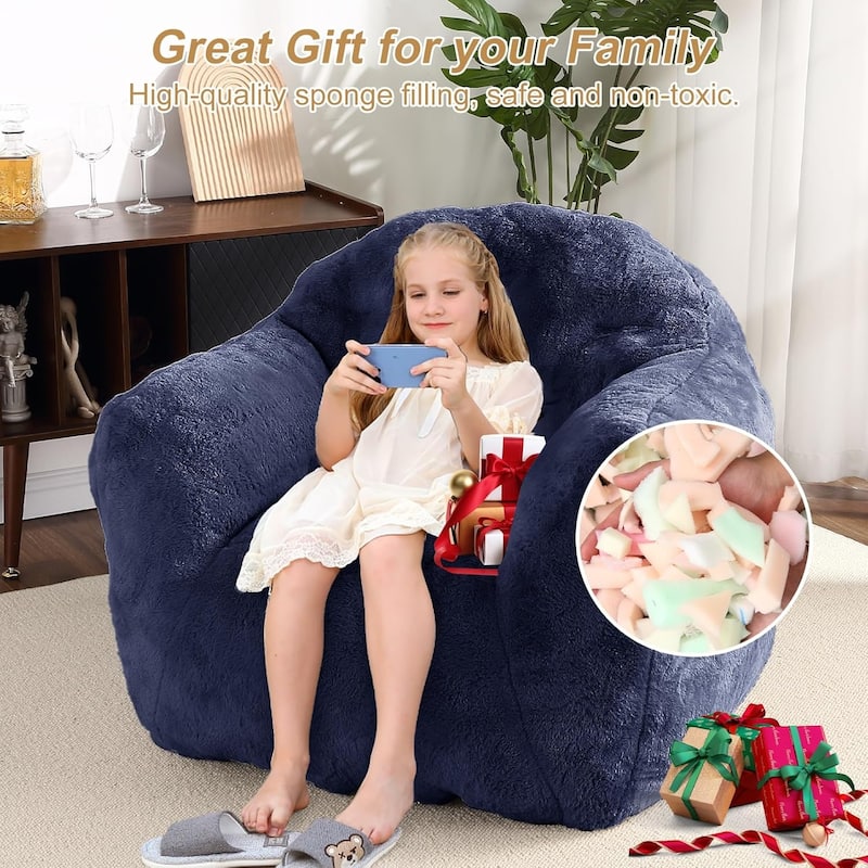 Beanbag Sofa Chair with Armrests for Living Room - Small - Navy