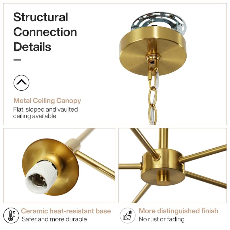 5-Light Modern Gold Chandelier with Ripple Glass Shades, Height-Adjustable Pendant - 31.5'' W × 31.5'' D × 89.2'' H