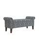 preview thumbnail 6 of 5, Wallen Traditional Rolled Arm Storage Bench Ottoman with Nailheads, Upholstered. Black Curly Vine