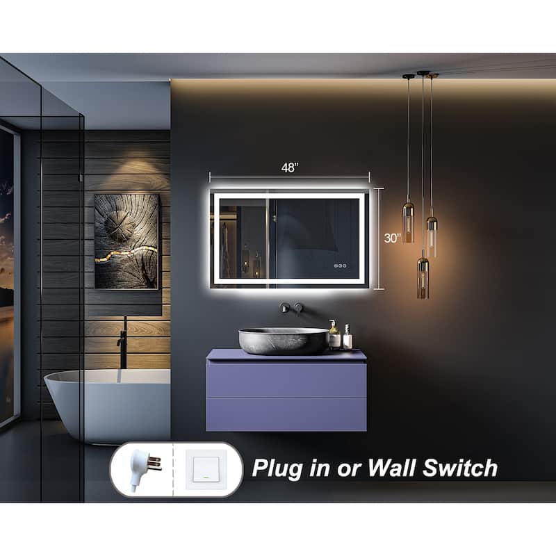 KIOTEE Super Bright Anti-fog LED Bathroom Mirror with Backlit and Front Lighting 3-Year Warranty