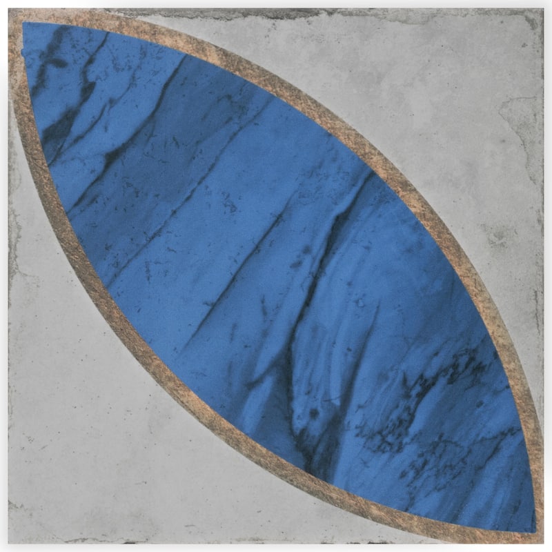 Merola Tile Renaissance Deco Indigo Mandorla 7-7/8" x 7-7/8" Porcelain Floor and Wall Tile