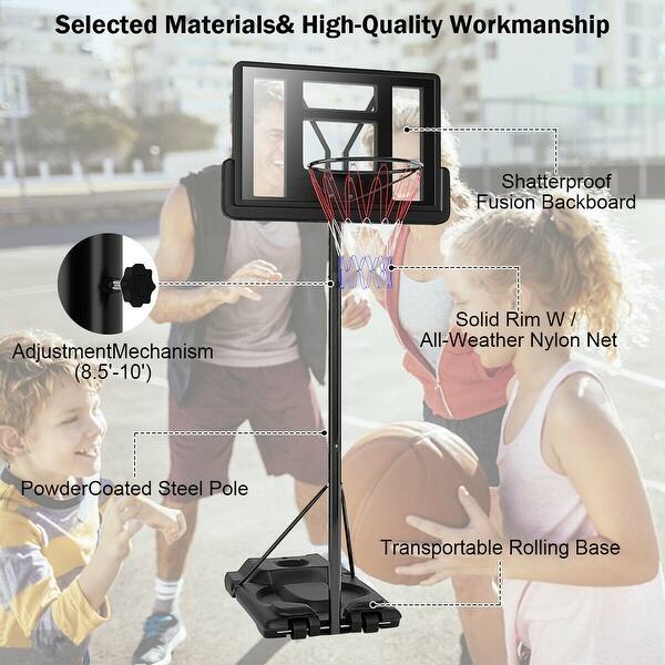 Shop Gymax Height Adjustable Portable Basketball Hoop System