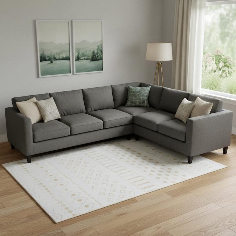 HomeRoots Abstract Geometric Casual Rectangle Area Rug - 8' X 10' - 8' X 10'