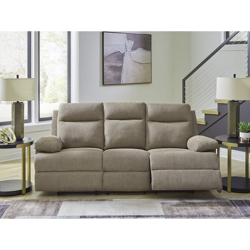 Signature Design by Ashley Yarrow Lane Reclining Sofa with Drop Down Table - 86"W x 40"D x 40"H - Brown