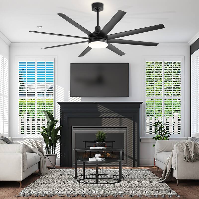 65" Gold LED Ceiling Fan with Light Remote-8 Blade - 65 Inch