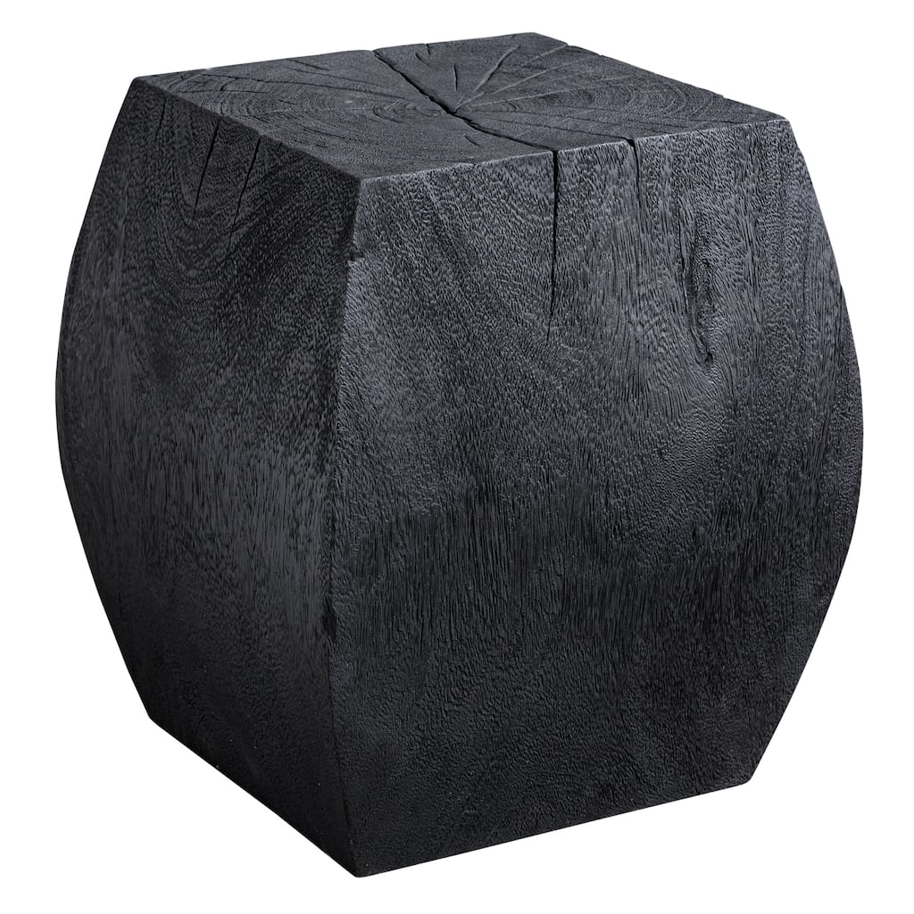 Square Top Wooden Accent Stool - 17" - Black