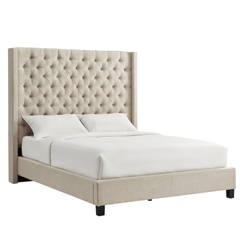 Naples Wingback Button Tufted Tall Headboard Platform Bed by iNSPIRE Q Artisan