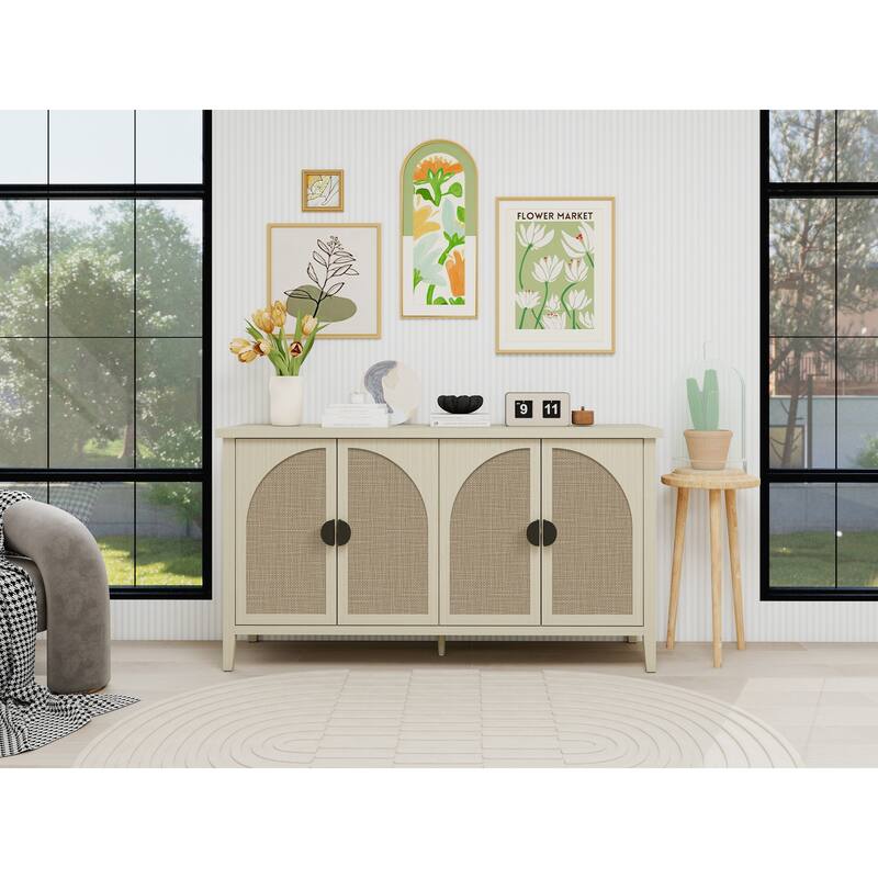 Rattan 4 Door Cabinet