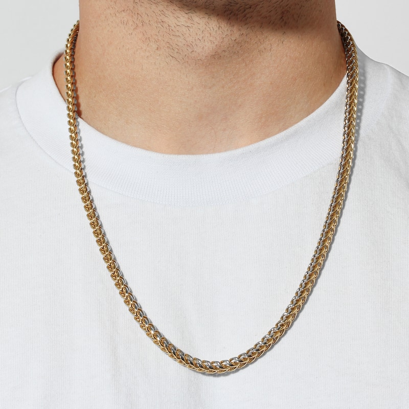 Steel Nation Stainless Steel Yellow Finish Franco Bracelet and Chain Set