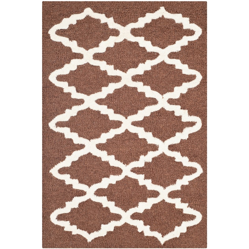 SAFAVIEH, Handmade Cambridge Reny Modern Moroccan Wool Rug - 2' x 3' - Dark Brown/Ivory