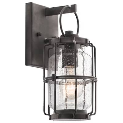 Montview 12"H 1-Light Outdoor Wall Light Lantern by Kichler Weathered Zinc Finish - 12 in