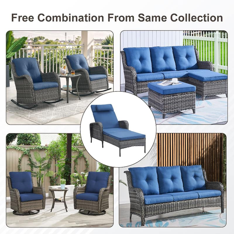 Outdoor Chaise Lounge Chair Adjustable 5-Position - 1-Piece