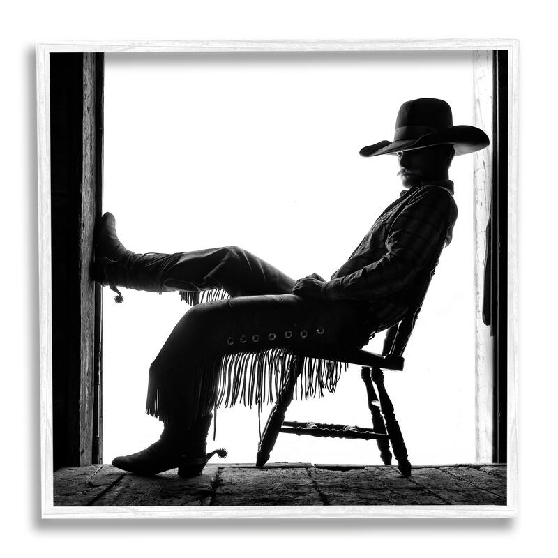 Stupell Southwestern Cowboy Photography Framed Giclee Art Design by PBurchettePhoto - 12 x 12 - White