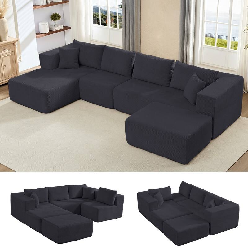 Minimalist 135" Oversized Modular Sofa, 4-Pieces Free Combination, No Assembly Required - U-Shaped Sofa