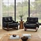 Art Leon Genuine Leather Accent Chair with Ash Wood Legs