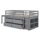 preview thumbnail 24 of 34, Twin/Full Size Low Loft Bed with Retractable Writing Desk and 4 Drawers, Wooden Loft Bed Frame w/ Lateral Portable Desk & Ladder