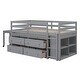preview thumbnail 6 of 18, Twin Size Loft Bed Kids Bed with Retractable Desk and Drawers, Solid Wood with Lateral Portable Desk and Shelves