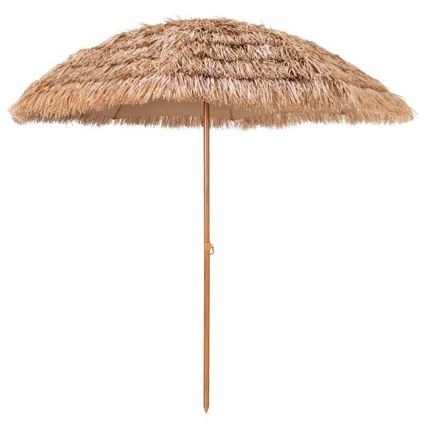 8 Feet Patio Thatched Tiki Umbrella Hawaiian Hula Beach Umbrella Bed