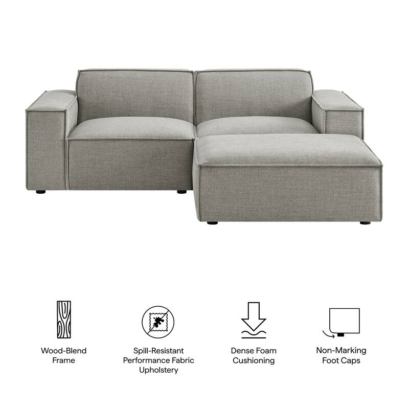 Restore 3-Piece Performance Fabric Upholstered Modular Loveseat with Ottoman