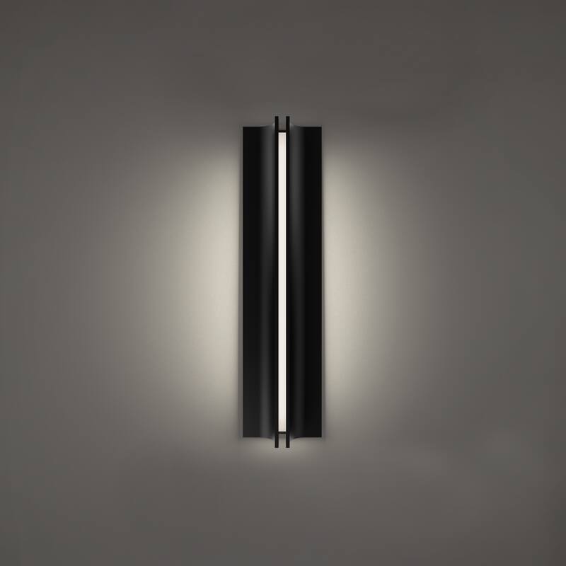 Strait 16in LED Outdoor Wall Light Selectable CCT 2700-3000-3500-4000K set to 2700K in Black