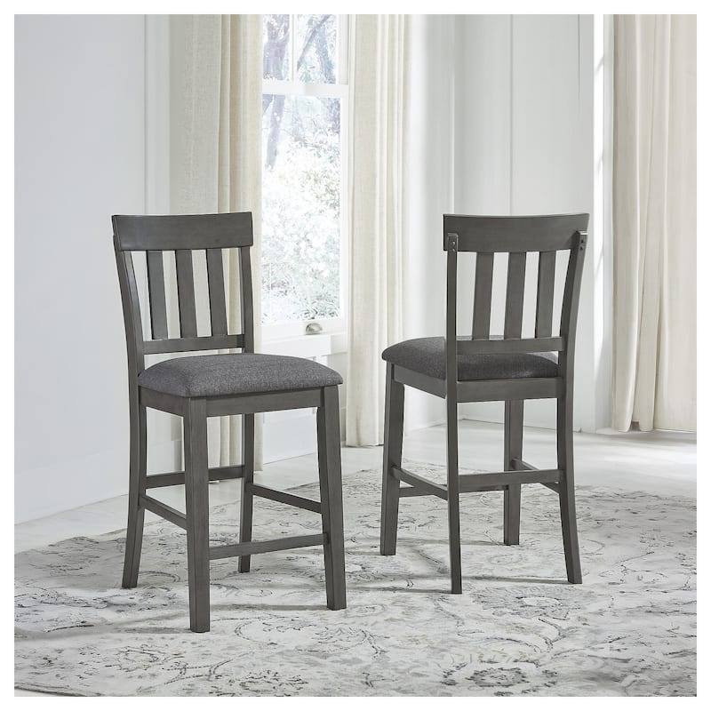 Hallanden Gray Upholstered Counter Height Barstool, Set of 2 - 18"W x 21"D x 41"H - Single - Grey - Extra Tall