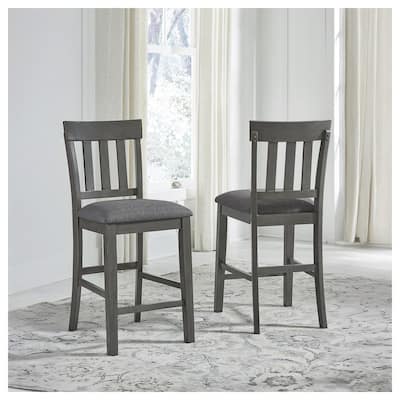 Hallanden Gray Upholstered Counter Height Barstool, Set of 2 - 18"W x 21"D x 41"H