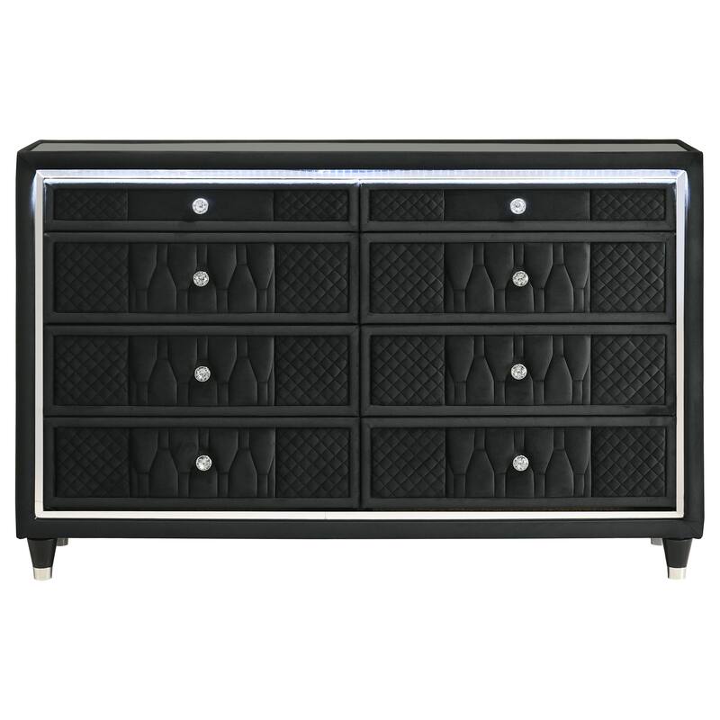 Lorient 8-drawer LED Bedroom Dresser Cabinet Black