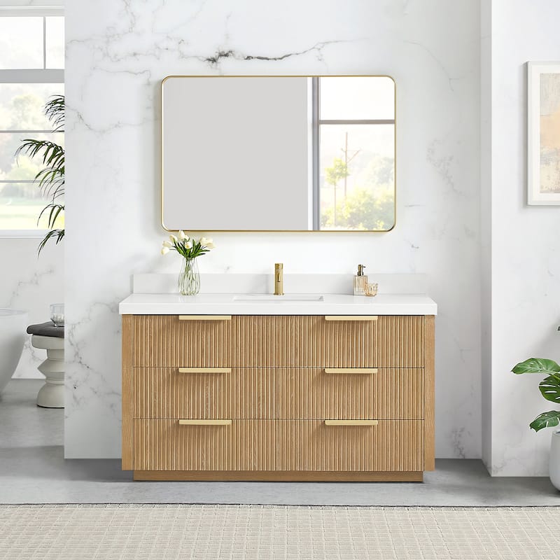 Santarem Single Vanity with Pure White Quartz Stone Top without Mirror