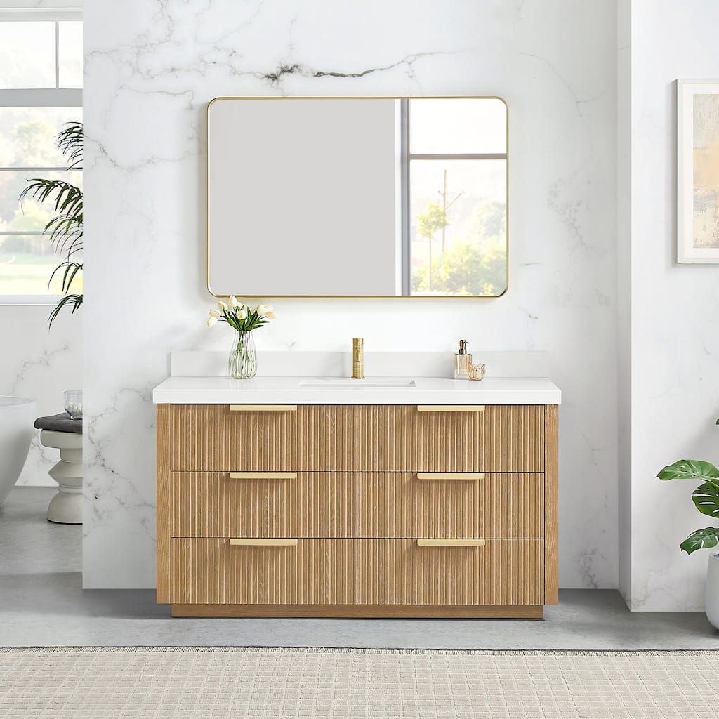 Santarem Single Vanity with Pure White Quartz Stone Top without Mirror