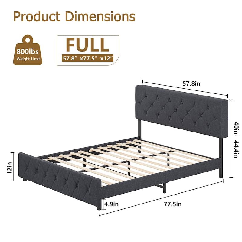 Bed Frame with Charging Station Wooden Platform