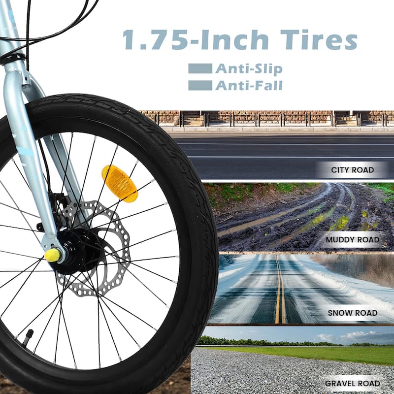 20 Inch Kids Road Bike, Boys & Girls Bicycle Ages 6-12, 7-Speed Steel Frame with Dual Disc Brakes