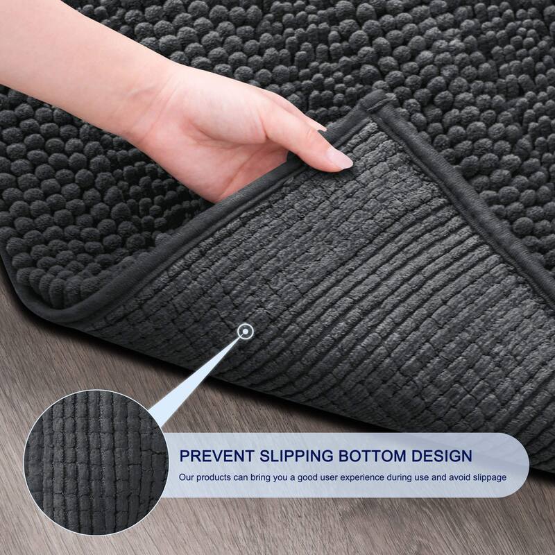 Subrtex Super Soft Absorbent Braided Bathroom Mats Chenille Bath Rugs