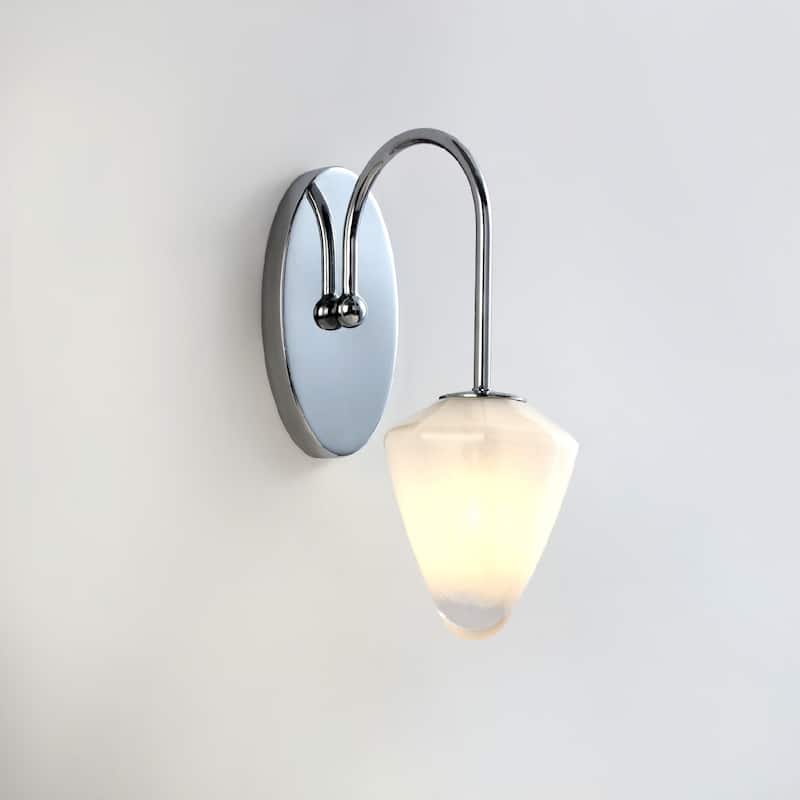 VidaLite Nimbus 1-Light Polished Nickle Wall Sconce Light With Snow White Glass Shades, Modern & Contemporary Style - 14" x 9.5"