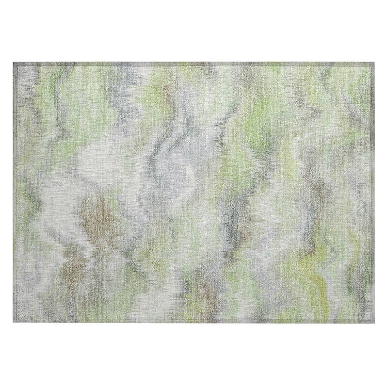 Machine Washable Indoor/ Outdoor Abstract Watercolor Chantille Rug