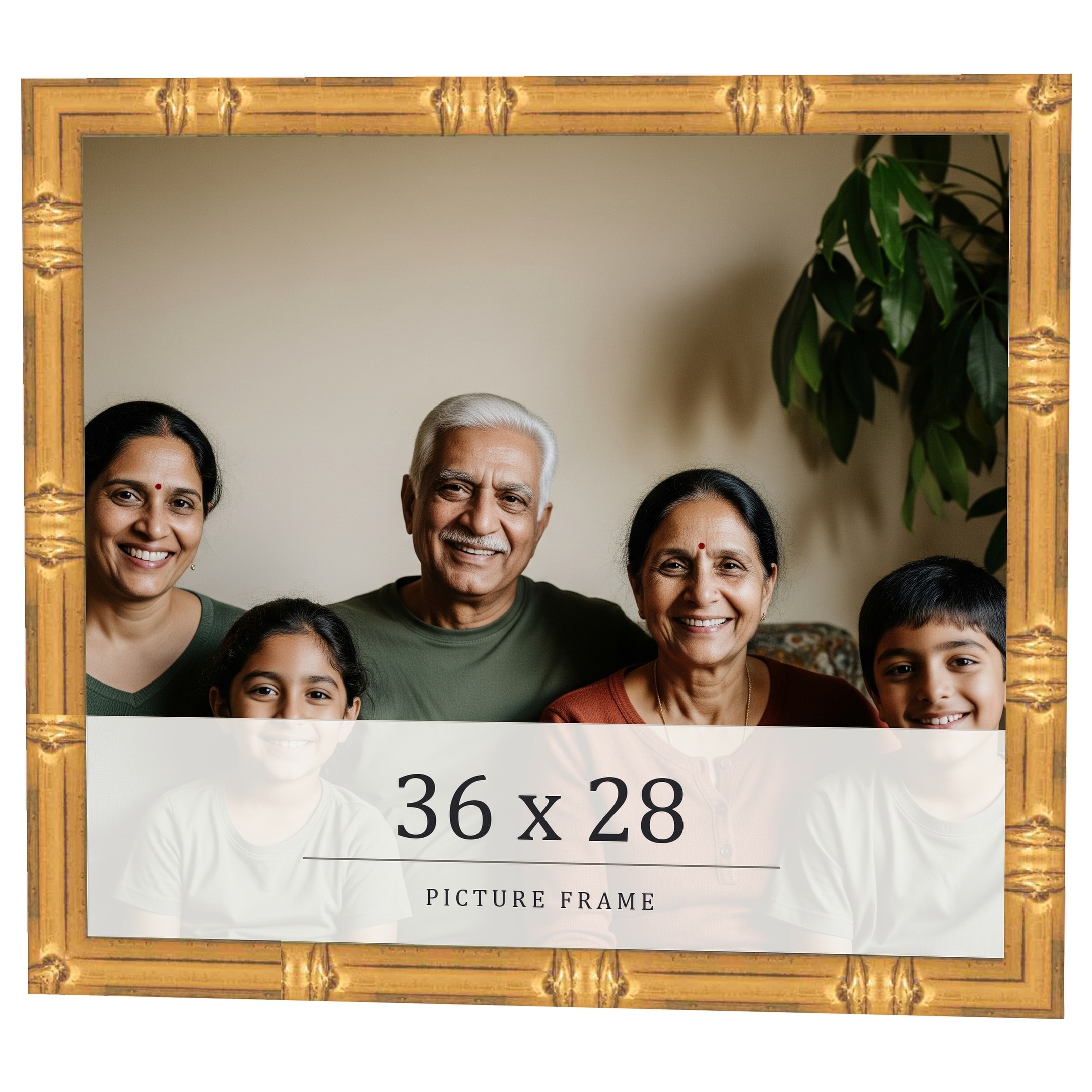 36x28 Frame Gold Bamboo Solid Wood Picture Frame | 1 Inch Moulding