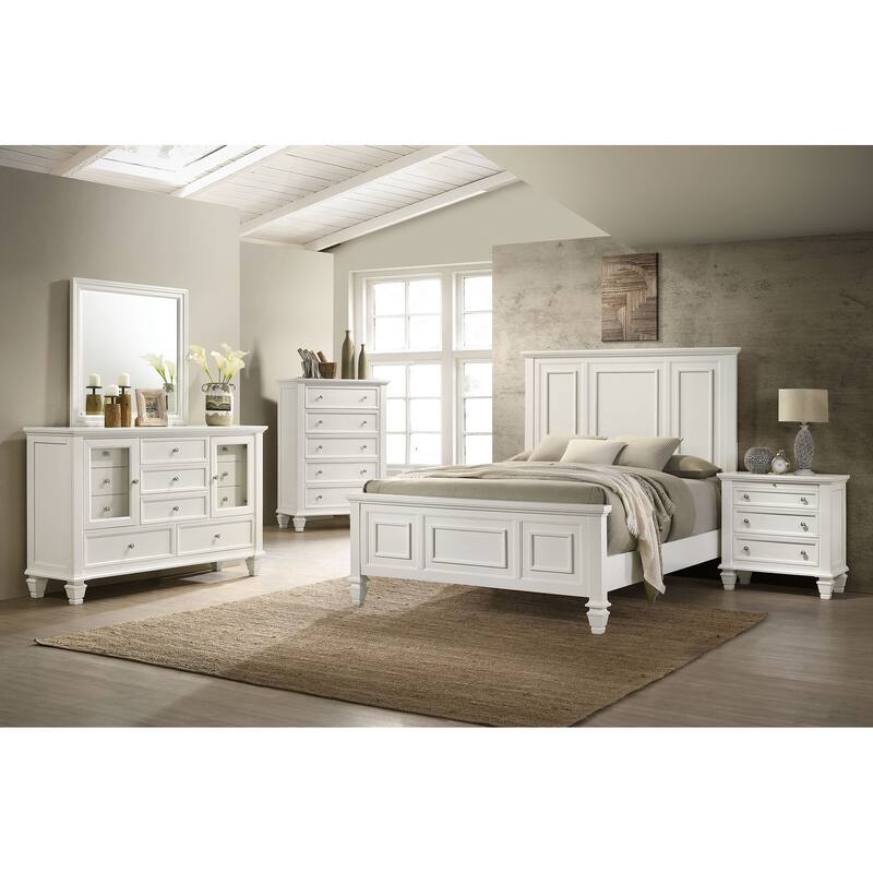 Coaster Furniture Sandy Beach Panel Bed with High Headboard Black And Cream White