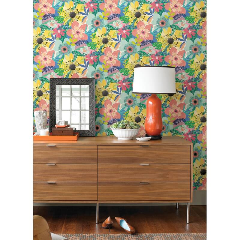 Janis Pastel Floral Riot Wallpaper