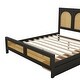 preview thumbnail 12 of 11, Queen Wood Platform Bed with Drawers and Rattan Headboard