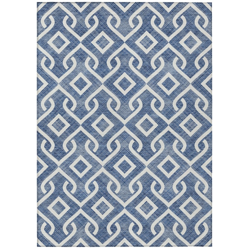 Machine Washable Indoor/ Outdoor Chantille Modern Trellis Rug