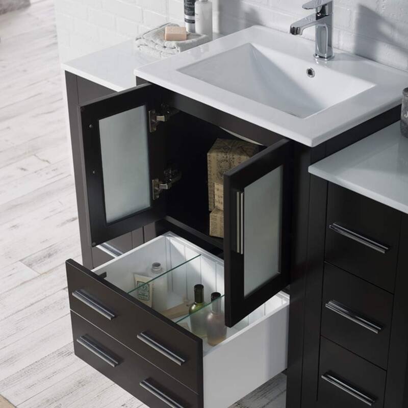 Blossom 48" Solid Wood Bathroom Vanity w/ Ceramic Sink & Side Cabinet