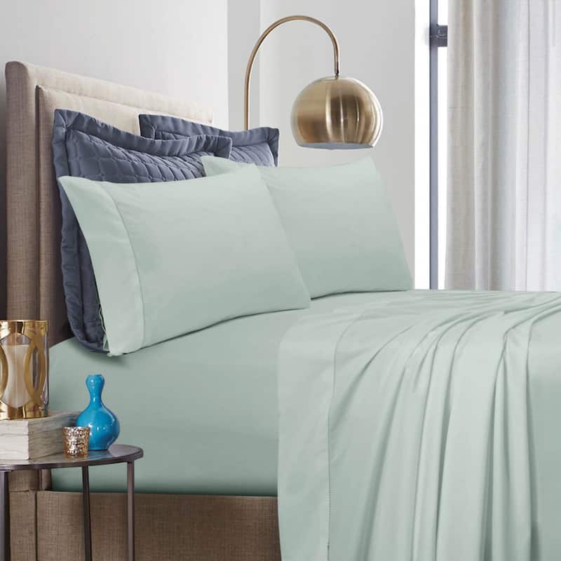 500 Thread Count Cotton Percale Solid Pillowcases (Pair of 2) - Misty Green - King