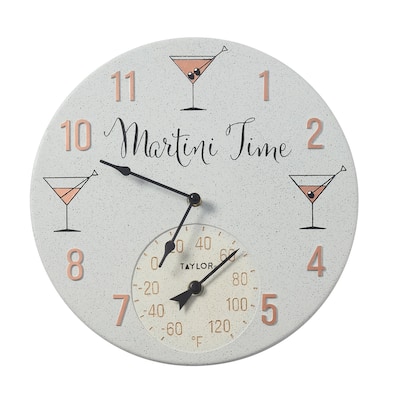 Taylor Precision Products Martini Time Outdoor Clock Thermometer - 14 in