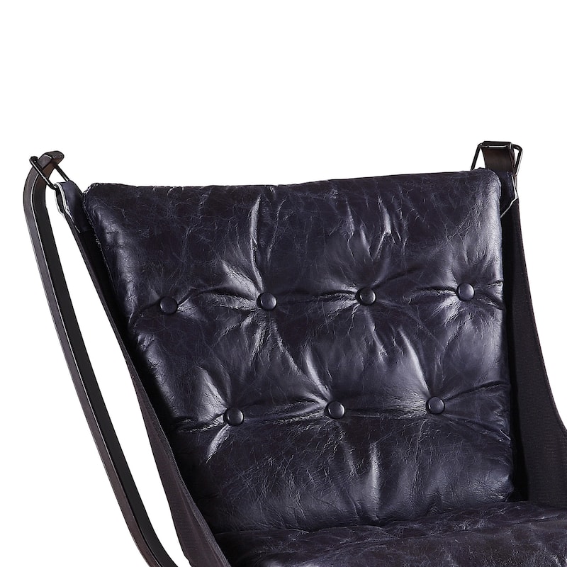 Star Base Metal Accent Chair with Faux Leather Seating, Blue and Brown