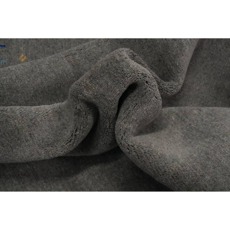 Hand Knotted Oriental 100% Wool Carpet Tribal Animal Pictorial Greys & Charcoal Gabbeh Area Rug - 12' 6'' X 9' 3''