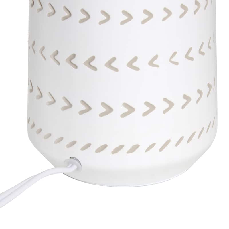 Patterned Ceramic Table Lamp with Fabric Drum Shade Modern Boho Style Multiple Colors - 8.27” x 8.27” x 17.00”