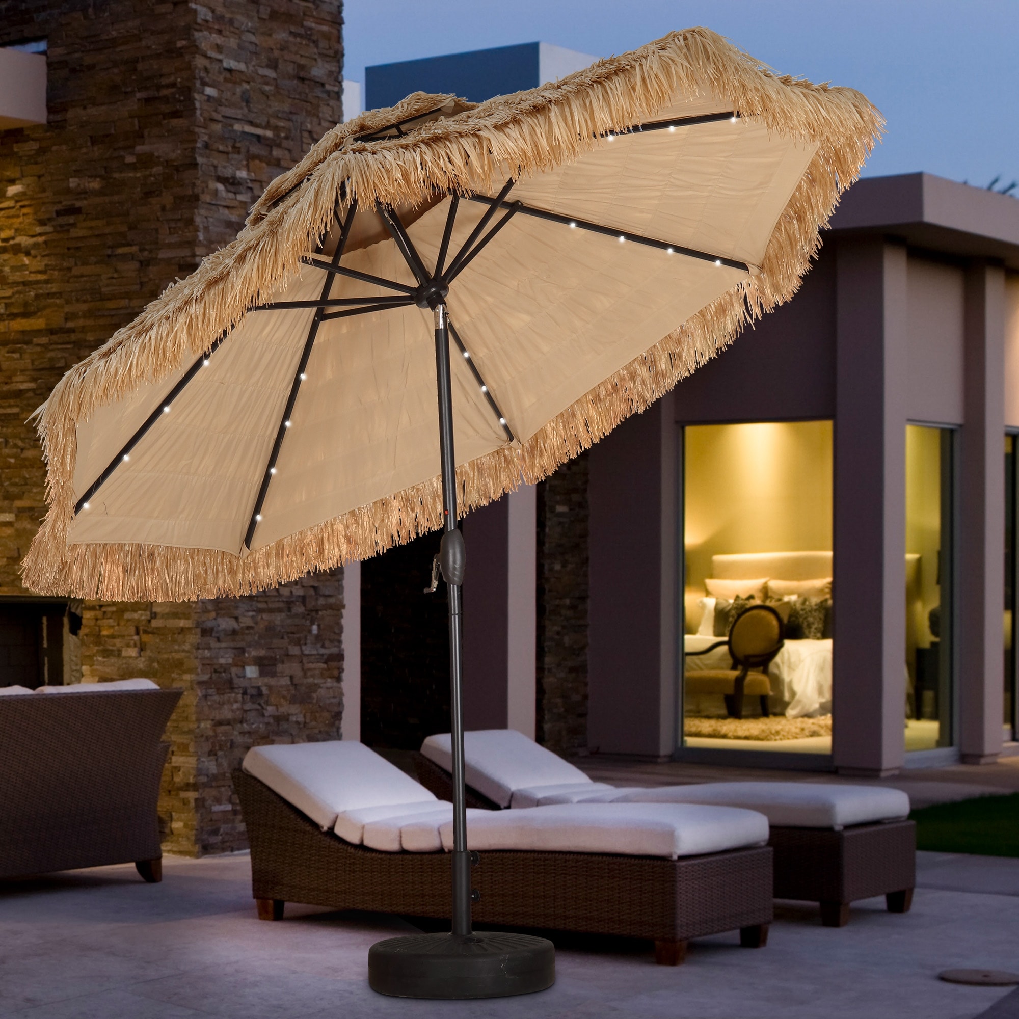 9-ft patio umbrella lights WestinTrends 9 ft. Solar Power LED Market A handy switch lets you control the lighting Blissun 9 ft Solar Umbrella