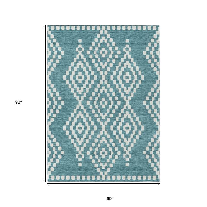 HomeRoots Geometric Transitional Rectangle Outdoor Rug