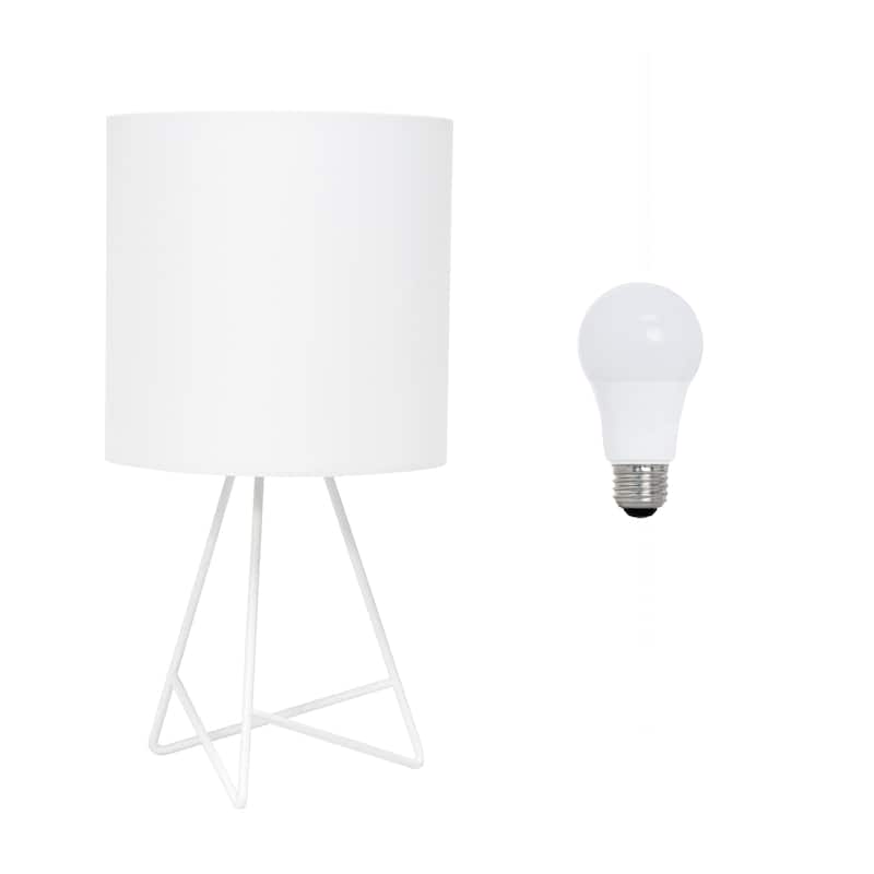Simple Designs 14" Down to the Wire Table Lamp with LED Bulb Included - 14.00 - White/White Shade