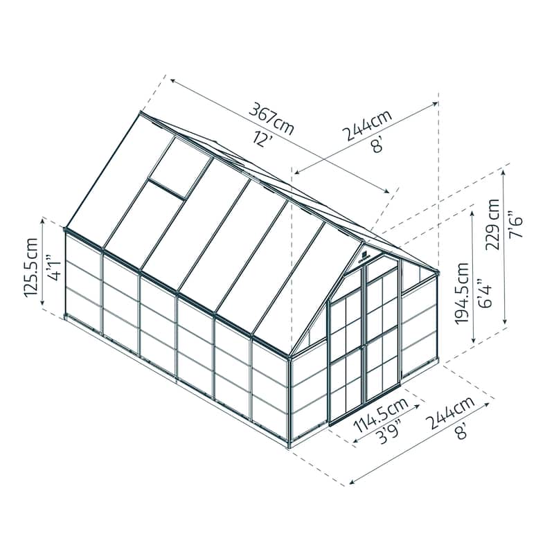 Balance 8 ft. x 12 ft. Hybrid Green/Clear DIY Greenhouse Kit